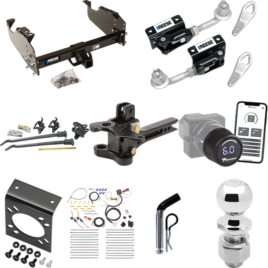 Fits 2008-2010 Dodge Ram 4500 Trailer Hitch Tow PKG w/ 17K Trunnion Bar Weight Distribution Hitch + Pin/Clip + Dual Cam Sway Control + 2-5/16" Ball + Tekonsha Prodigy iD Bluetooth Wireless Brake Control + 7-Way RV Wiring (For Cab & Chassis, w/34" Wid