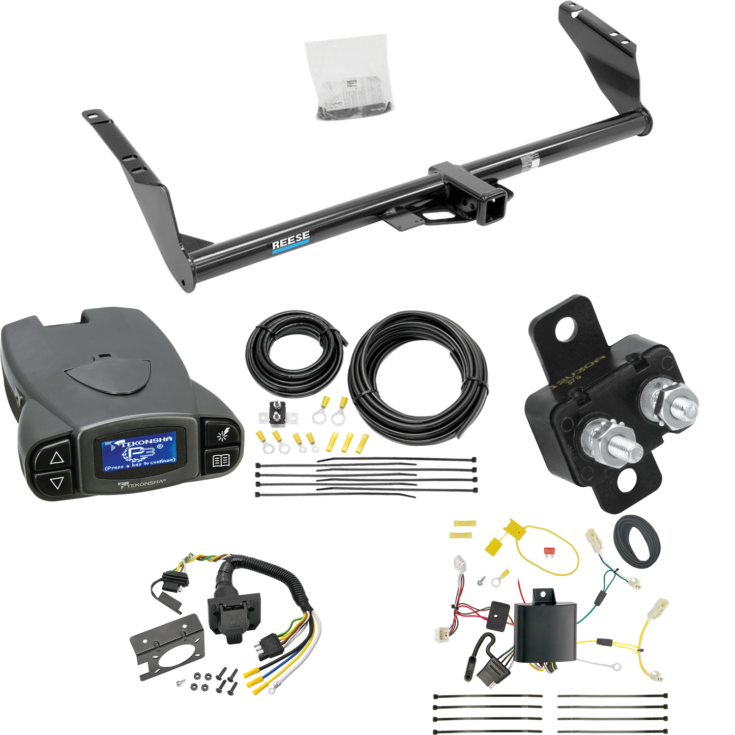 Fits 2015-2020 Toyota Sienna Trailer Hitch Tow PKG w/ Tekonsha Prodigy P3 Brake Control + 7-Way RV Wiring (For SE Models) By Reese Towpower