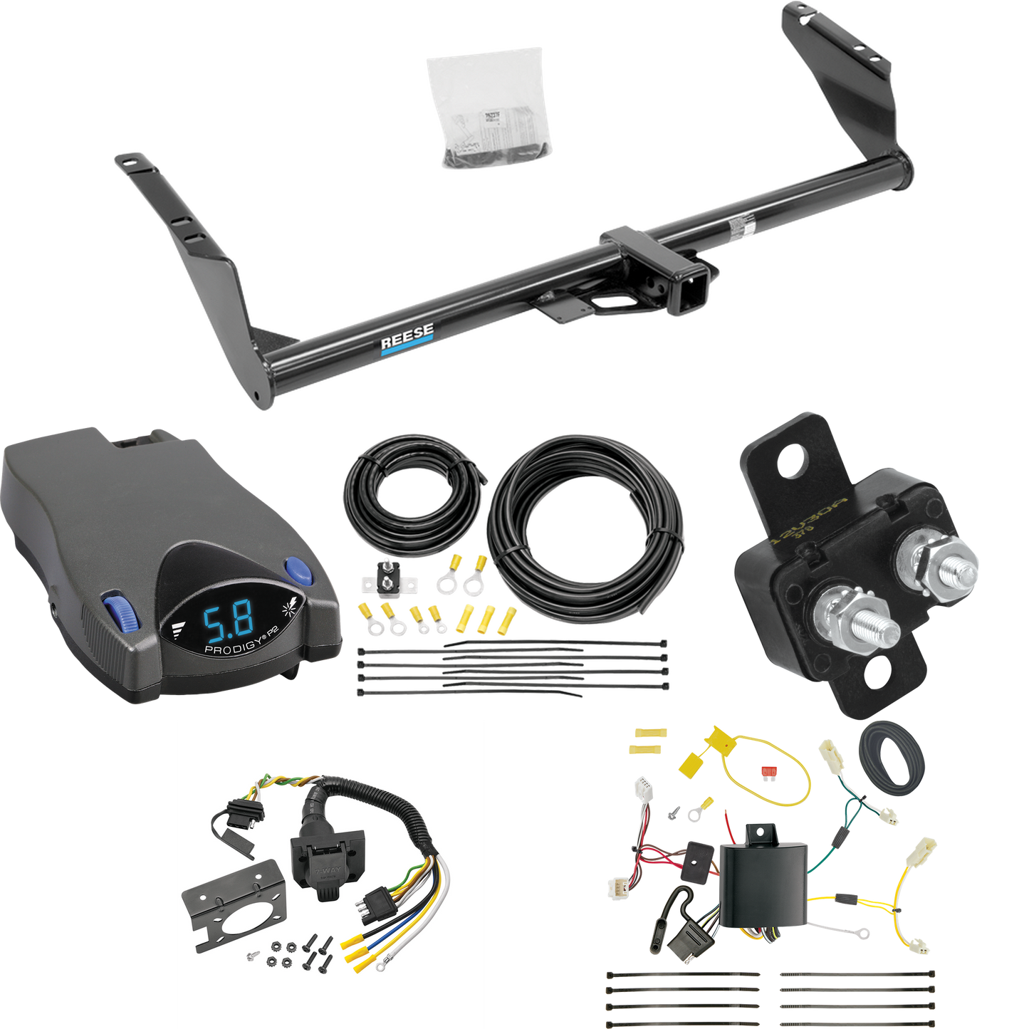 Se adapta al paquete de enganche de remolque Toyota Sienna 2011-2014 con control de freno Tekonsha Prodigy P2 + cableado RV de 7 vías de Reese Towpower