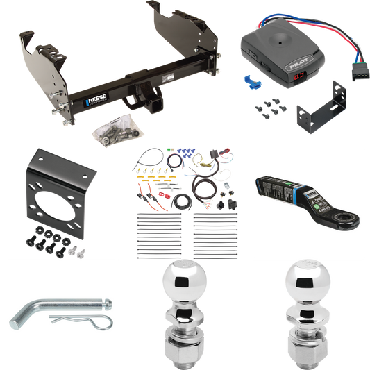 Fits 2008-2010 Dodge Ram 4500 Trailer Hitch Tow PKG w/ Pro Series Pilot Brake Control + 7-Way RV Wiring + 2" & 2-5/16" Ball & Drop Mount (For Cab & Chassis, w/34" Wide Frames Models) By Reese Towpower