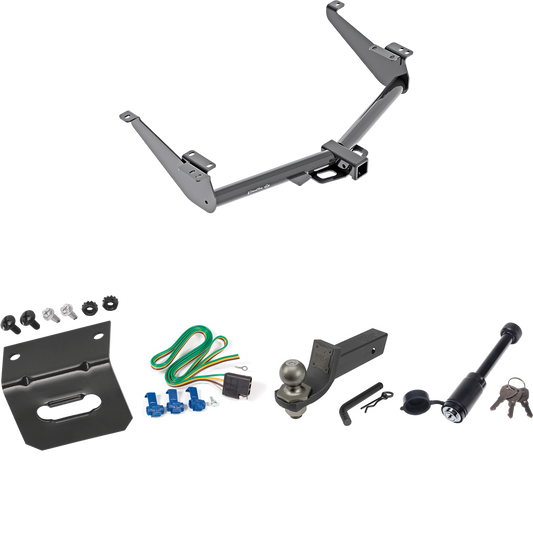 Fits 2017-2024 Nissan Titan Trailer Hitch Tow PKG w/ 4-Flat Wiring + Interlock Tactical Starter Kit w/ 2" Drop & 2" Ball + Tactical Dogbone Lock + Wiring Bracket (Excludes: Titan XD or w/Factory 7-Way Wiring Models) By Draw-Tite