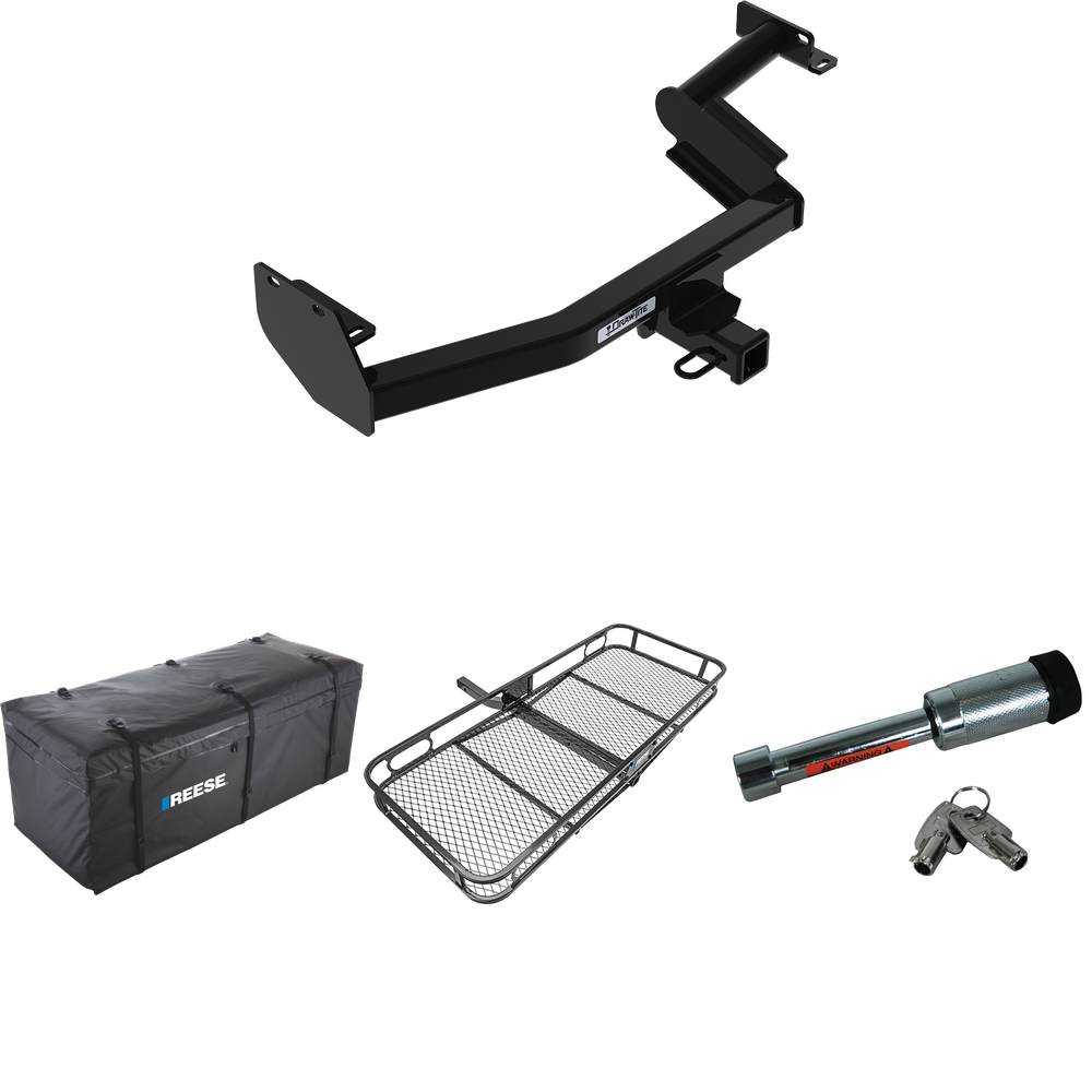 Fits 2020-2023 KIA Telluride Trailer Hitch Tow PKG w/ 60" x 24" Cargo Carrier + Cargo Bag + Hitch Lock By Draw-Tite