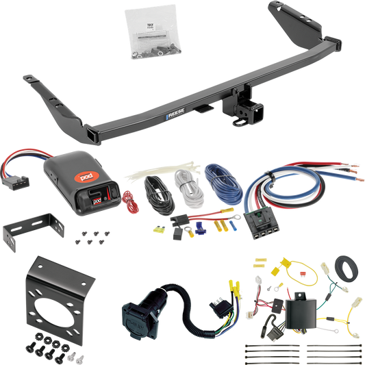 Se adapta al paquete de enganche de remolque Toyota Sienna 2011-2014 con control de freno POD serie Pro + adaptador de cableado BC genérico + cableado RV de 7 vías de Reese Towpower