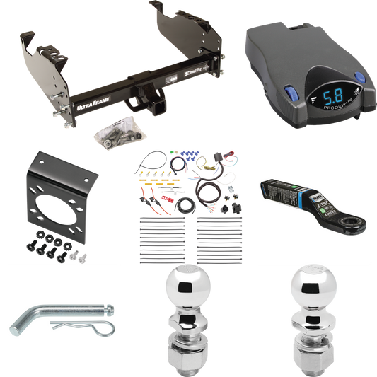 Fits 2008-2010 Dodge Ram 5500 Trailer Hitch Tow PKG w/ Tekonsha Prodigy P2 Brake Control + 7-Way RV Wiring + 2" & 2-5/16" Ball & Drop Mount (For Cab & Chassis, w/34" Wide Frames Models) By Draw-Tite