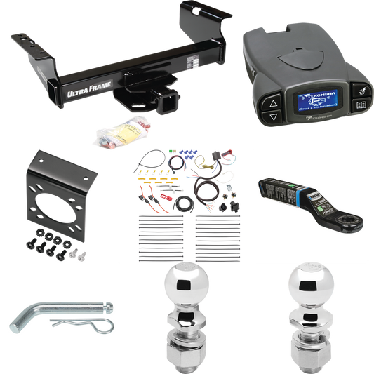 Fits 2008-2010 Dodge Ram 4500 Trailer Hitch Tow PKG w/ Tekonsha Prodigy P3 Brake Control + 7-Way RV Wiring + 2" & 2-5/16" Ball & Drop Mount (For Cab & Chassis, w/34" Wide Frames Models) By Draw-Tite