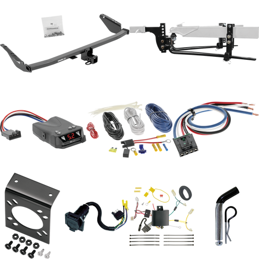 Fits 2015-2020 Toyota Sienna Trailer Hitch Tow PKG w/ 6K Round Bar Weight Distribution Hitch w/ 2-5/16" Ball + Pin/Clip + Tekonsha Brakeman IV Brake Control + Generic BC Wiring Adapter + 7-Way RV Wiring (For SE Models) By Draw-Tite