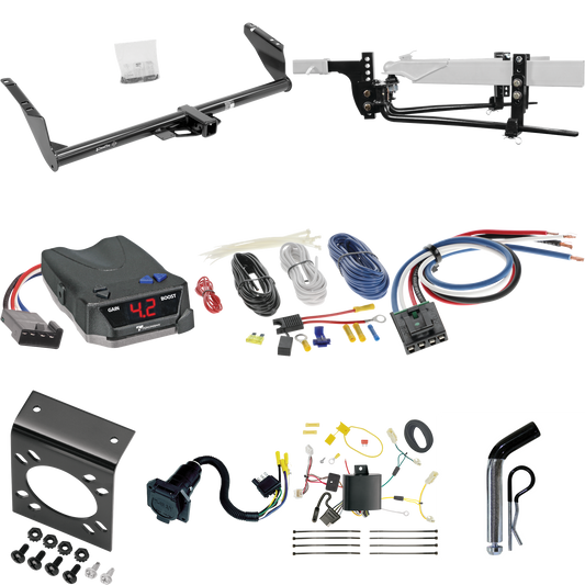 Fits 2015-2020 Toyota Sienna Trailer Hitch Tow PKG w/ 6K Round Bar Weight Distribution Hitch w/ 2-5/16" Ball + Pin/Clip + Tekonsha BRAKE-EVN Brake Control + Generic BC Wiring Adapter + 7-Way RV Wiring (For SE Models) By Draw-Tite