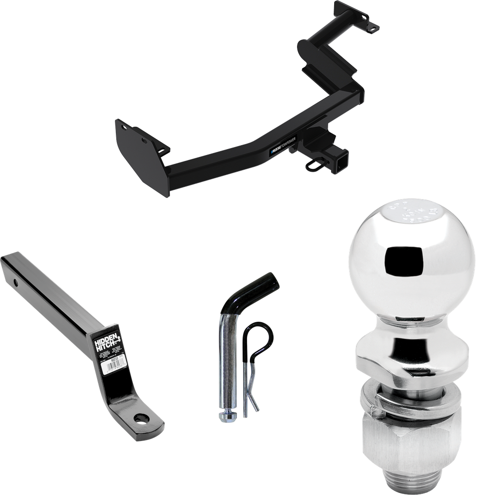 Fits 2020-2023 Hyundai Palisade Trailer Hitch Tow PKG w/ Extended 16" Long Ball Mount w/ 4" Drop + Pin/Clip + 2" Ball By Reese Towpower