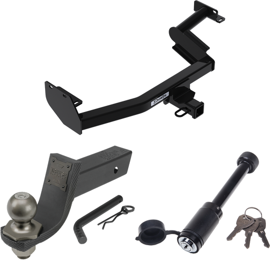 Fits 2020-2022 KIA Telluride Trailer Hitch Tow PKG + Interlock Tactical Starter Kit w/ 3-1/4" Drop & 2" Ball + Tactical Dogbone Lock By Draw-Tite