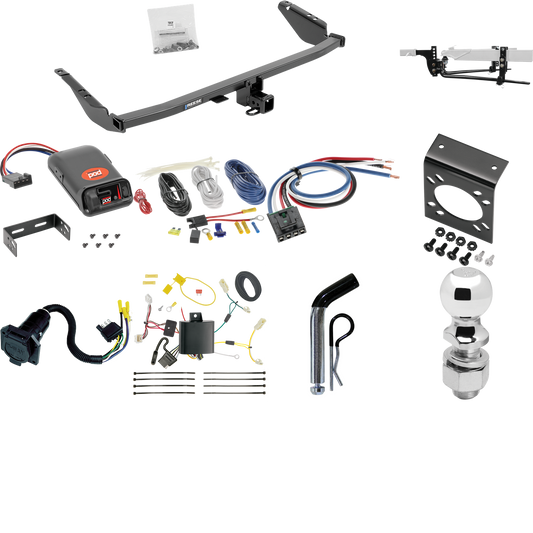 Fits 2015-2020 Toyota Sienna Trailer Hitch Tow PKG w/ 6K Round Bar Weight Distribution Hitch w/ 2-5/16" Ball + 2" Ball + Pin/Clip + Pro Series POD Brake Control + Generic BC Wiring Adapter + 7-Way RV Wiring (For SE Models) By Reese Towpower