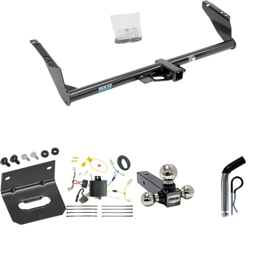 Fits 2015-2020 Toyota Sienna Trailer Hitch Tow PKG w/ 4-Flat Wiring Harness + Triple Ball Ball Mount 1-7/8" & 2" & 2-5/16" Trailer Balls + Pin/Clip + Wiring Bracket (For SE Models) By Reese Towpower