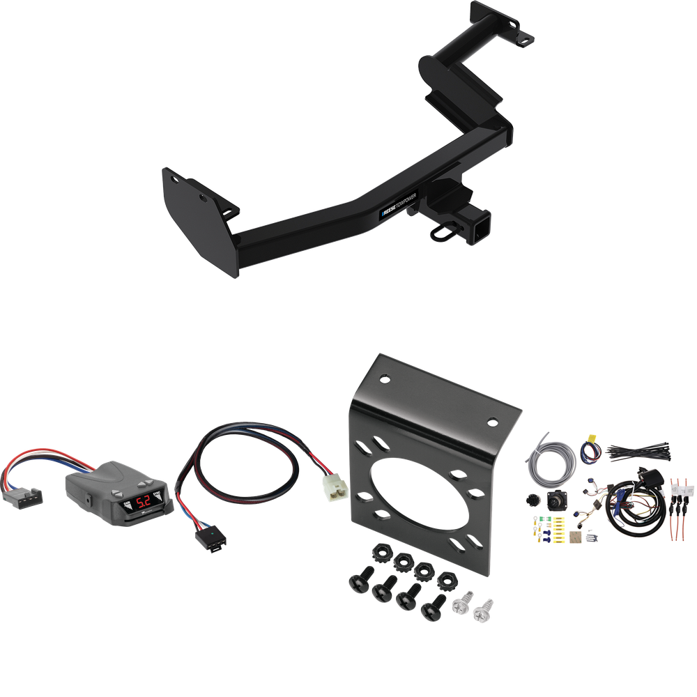 Fits 2023-2024 Hyundai Palisade Trailer Hitch Tow PKG w/ Tekonsha Brakeman IV Brake Control + Plug & Play BC Adapter + 7-Way RV Wiring By Reese Towpower