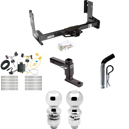 Fits 2007-2009 Dodge Sprinter 3500 Trailer Hitch Tow PKG w/ 4-Flat Wiring + Adjustable Drop Rise Ball Mount + Pin/Clip + 2" Ball + 2-5/16" Ball (Excludes: w/Factory Step Bumper Models) By Draw-Tite