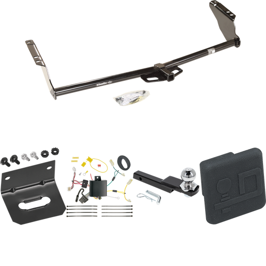 Fits 2015-2020 Toyota Sienna Trailer Hitch Tow PKG w/ 4-Flat Wiring Harness + Interlock Starter Kit w/ 2" Ball 1-1/4" Drop 3/4" Rise + Wiring Bracket + Hitch Cover (For SE Models) By Draw-Tite