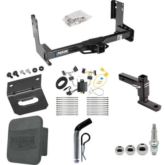 Fits 2007-2009 Dodge Sprinter 2500 Trailer Hitch Tow PKG w/ 4-Flat Wiring + Adjustable Drop Rise Ball Mount + Pin/Clip + Inerchangeable 1-7/8" & 2" & 2-5/16" Balls + Wiring Bracket + Hitch Cover (Excludes: w/Factory Step Bumper Models) By Reese Towpo