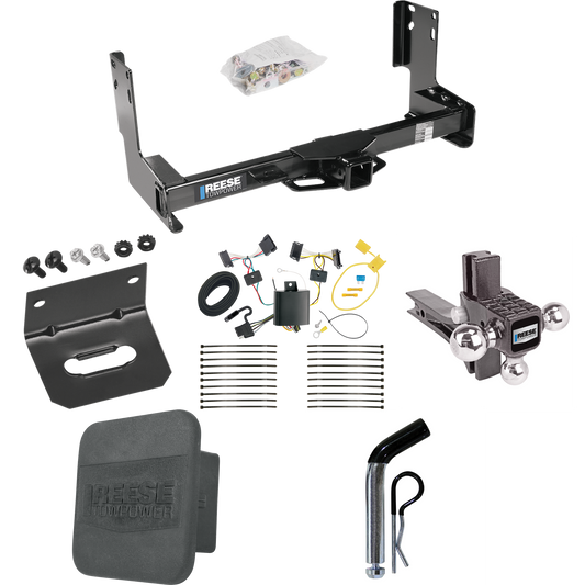 Fits 2010-2013 Mercedes-Benz Sprinter 3500 Trailer Hitch Tow PKG w/ 4-Flat Wiring + Adjustable Drop Rise Triple Ball Ball Mount 1-7/8" & 2" & 2-5/16" Trailer Balls + Pin/Clip + Wiring Bracket + Hitch Cover (Excludes: w/Factory Step Bumper Models) By