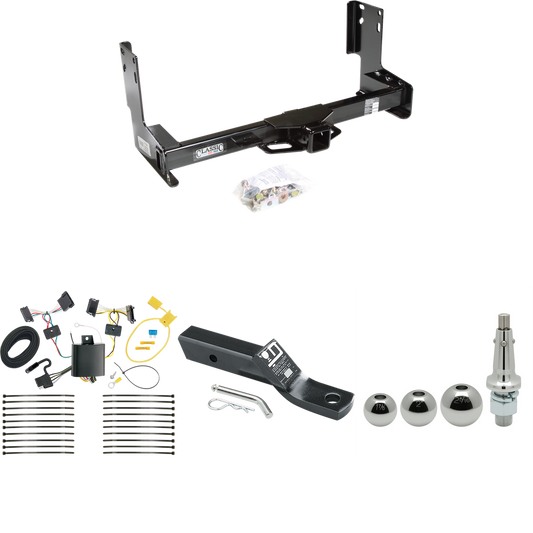 Fits 2007-2009 Dodge Sprinter 3500 Trailer Hitch Tow PKG w/ 4-Flat Wiring + Ball Mount w/ 2" Drop + Interchangeable Ball 1-7/8" & 2" & 2-5/16" (Excludes: w/Factory Step Bumper Models) By Draw-Tite