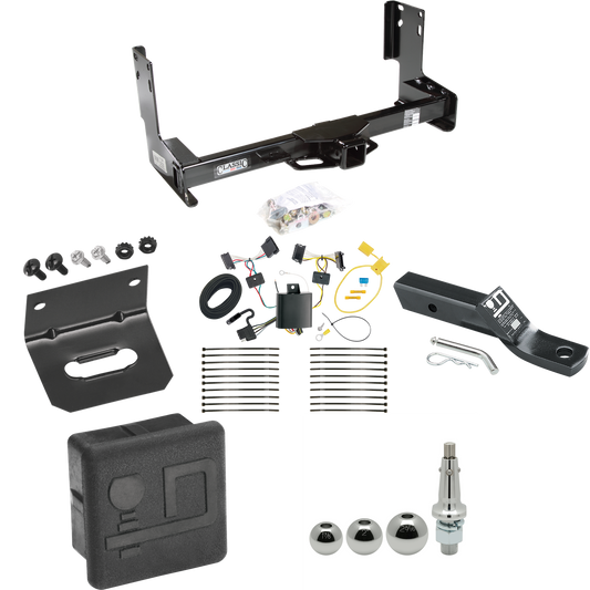 Fits 2007-2013 Freightliner Sprinter 2500 Trailer Hitch Tow PKG w/ 4-Flat Wiring + Ball Mount w/ 2" Drop + Interchangeable Ball 1-7/8" & 2" & 2-5/16" + Wiring Bracket + Hitch Cover (Excludes: w/Factory Step Bumper Models) By Draw-Tite