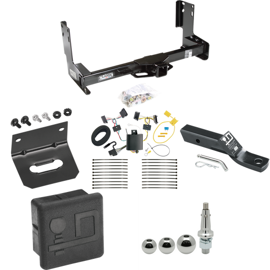 Fits 2007-2009 Dodge Sprinter 2500 Trailer Hitch Tow PKG w/ 4-Flat Wiring + Ball Mount w/ 2" Drop + Interchangeable Ball 1-7/8" & 2" & 2-5/16" + Wiring Bracket + Hitch Cover (Excludes: w/Factory Step Bumper Models) By Draw-Tite