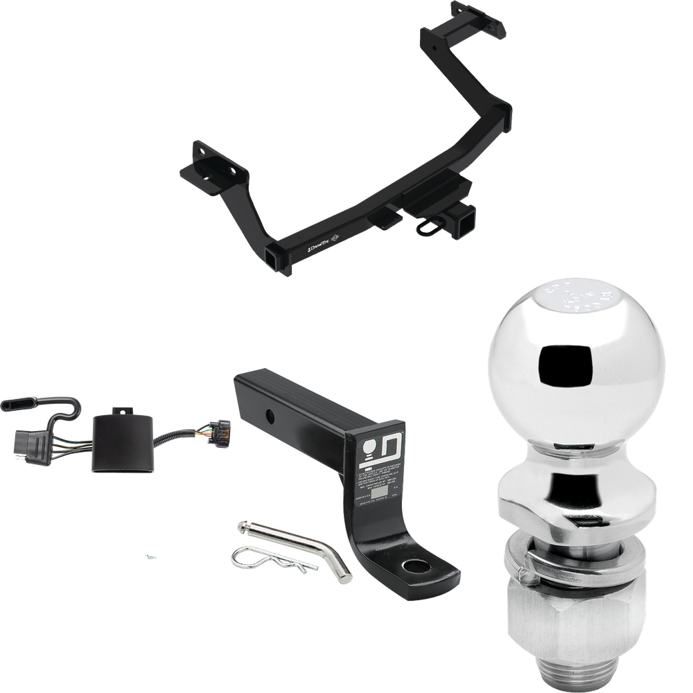 Fits 2022-2023 Hyundai Santa Cruz Trailer Hitch Tow PKG w/ 4-Flat Wiring + Ball Mount w/ 4" Drop + 2" Ball By Draw-Tite