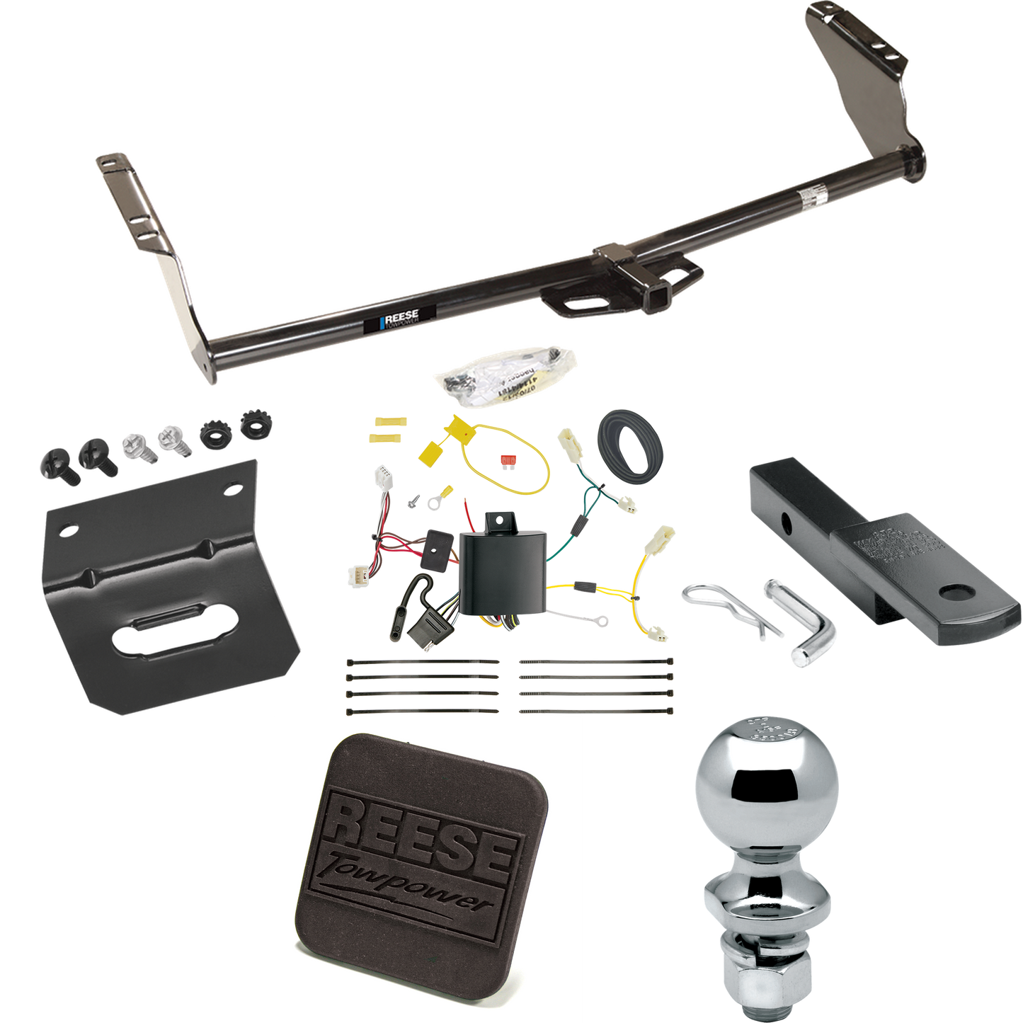 Fits 2011-2014 Toyota Sienna Trailer Hitch Tow PKG w/ 4-Flat Wiring Harness + Draw-Bar + 2" Ball + Wiring Bracket + Hitch Cover By Reese Towpower