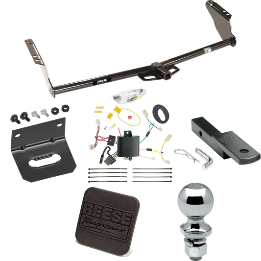 Se adapta al paquete de enganche de remolque Toyota Sienna 2011-2014 con arnés de cableado plano de 4 + barra de tracción + bola de 2" + soporte de cableado + cubierta de enganche de Reese Towpower