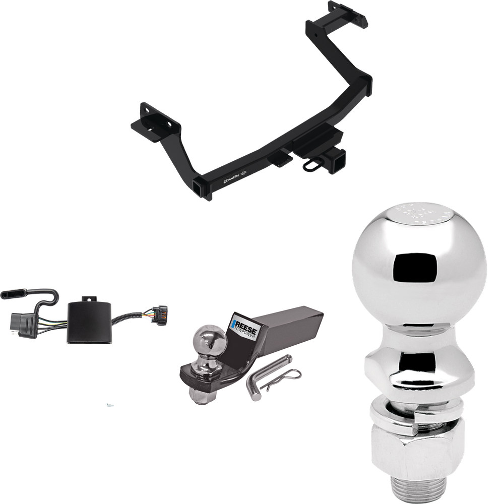 Fits 2022-2023 Hyundai Santa Cruz Trailer Hitch Tow PKG w/ 4-Flat Wiring + Starter Kit Ball Mount w/ 2" Drop & 2" Ball + 2-5/16" Ball By Draw-Tite