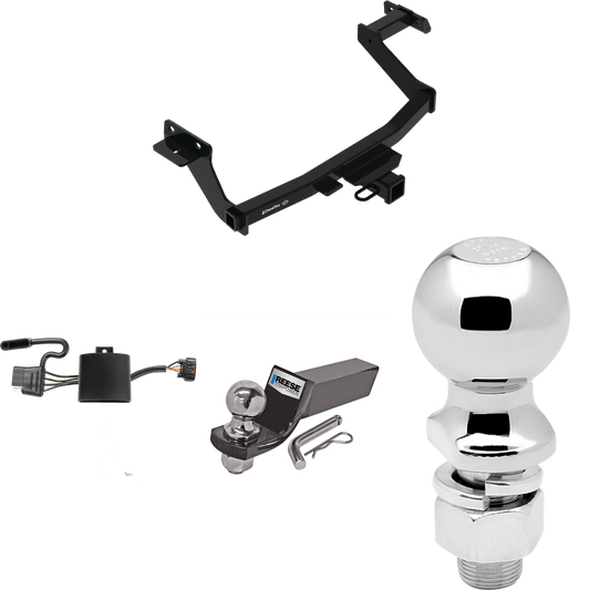 Fits 2022-2023 Hyundai Santa Cruz Trailer Hitch Tow PKG w/ 4-Flat Wiring + Starter Kit Ball Mount w/ 2" Drop & 2" Ball + 2-5/16" Ball By Draw-Tite