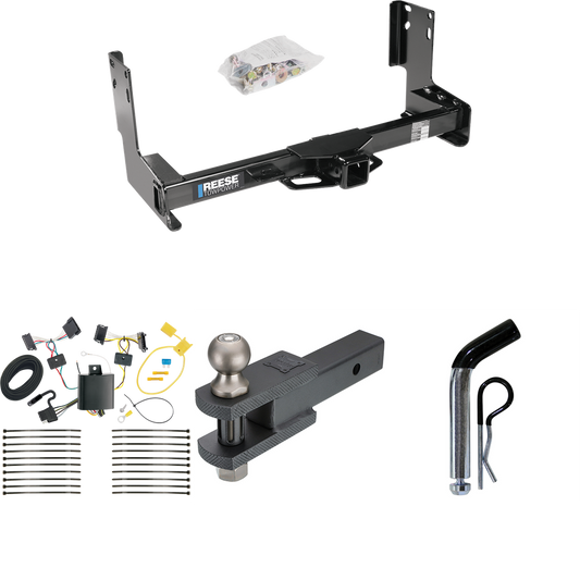 Fits 2007-2009 Dodge Sprinter 2500 Trailer Hitch Tow PKG w/ 4-Flat Wiring + Clevis Hitch Ball Mount w/ 2" Ball + Pin/Clip (Excludes: w/Factory Step Bumper Models) By Reese Towpower