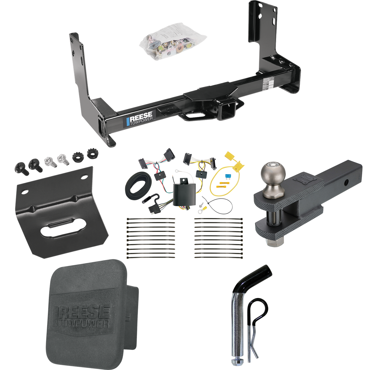 Fits 2010-2013 Mercedes-Benz Sprinter 3500 Trailer Hitch Tow PKG w/ 4-Flat Wiring + Clevis Hitch Ball Mount w/ 2" Ball + Pin/Clip + Wiring Bracket + Hitch Cover (Excludes: w/Factory Step Bumper Models) By Reese Towpower