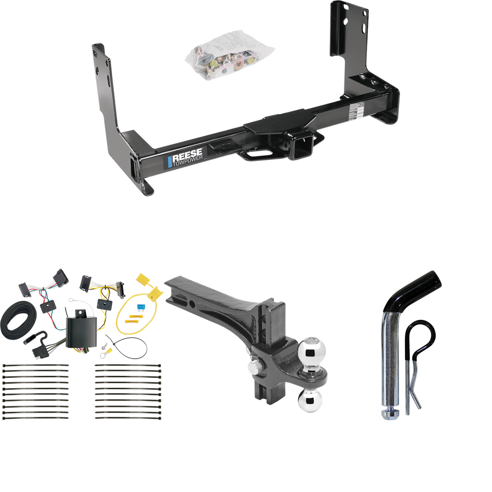 Fits 2010-2011 Mercedes-Benz Sprinter 2500 Trailer Hitch Tow PKG w/ 4-Flat Wiring + Dual Adjustable Drop Rise Ball Ball Mount 2" & 2-5/16" Trailer Balls + Pin/Clip (Excludes: w/Factory Step Bumper Models) By Reese Towpower