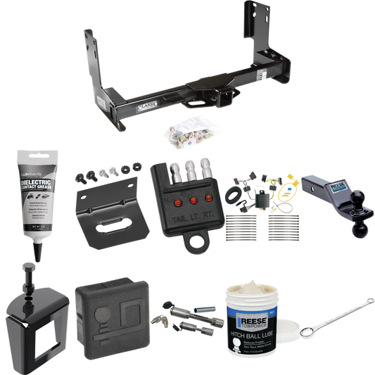 Fits 2007-2009 Dodge Sprinter 2500 Trailer Hitch Tow PKG w/ 4-Flat Wiring + Dual Ball Ball Mount 1-7/8" & 2" Trailer Balls + Wiring Bracket + Hitch Cover + Dual Hitch & Coupler Locks + Wiring Tester + Ball Lube + Electric Grease + Ball Wrench + Anti