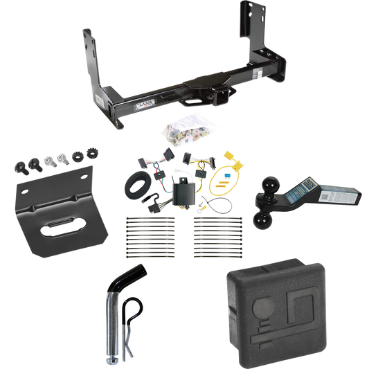 Fits 2007-2013 Mercedes-Benz Sprinter Trailer Hitch Tow PKG w/ 4-Flat Wiring + Dual Ball Ball Mount 2" & 2-5/16" Trailer Balls + Pin/Clip + Wiring Bracket + Hitch Cover (Excludes: w/Factory Step Bumper Models) By Draw-Tite