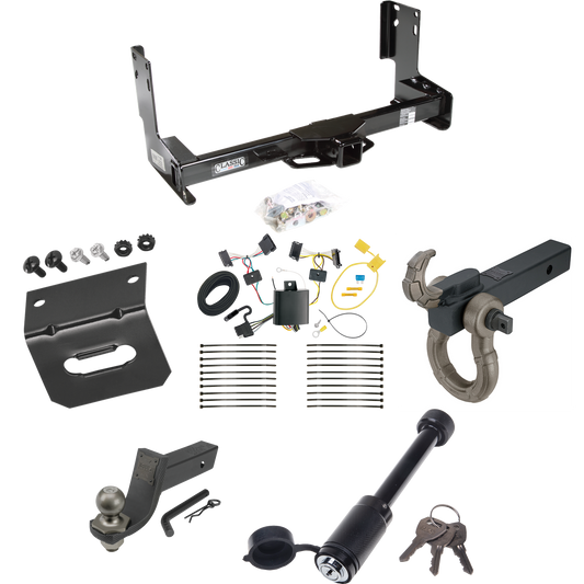 Fits 2007-2009 Dodge Sprinter 3500 Trailer Hitch Tow PKG w/ 4-Flat Wiring + Interlock Tactical Starter Kit w/ 3-1/4" Drop & 2" Ball + Tactical Hook & Shackle Mount + Tactical Dogbone Lock + Wiring Bracket (Excludes: w/Factory Step Bumper Models) By D