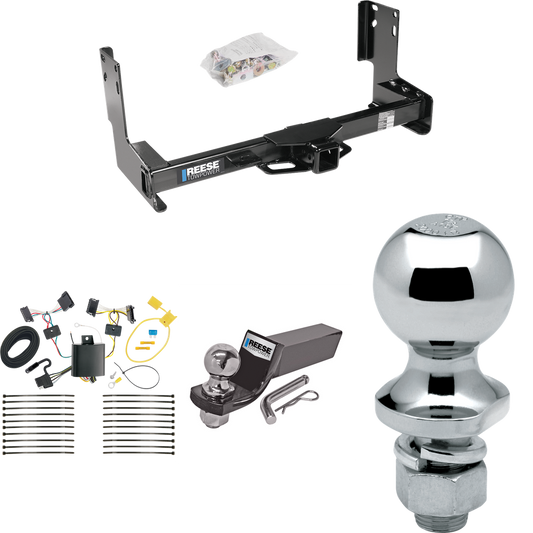 Fits 2007-2009 Dodge Sprinter 3500 Trailer Hitch Tow PKG w/ 4-Flat Wiring + Starter Kit Ball Mount w/ 2" Drop & 2" Ball + 1-7/8" Ball (Excludes: w/Factory Step Bumper Models) By Reese Towpower