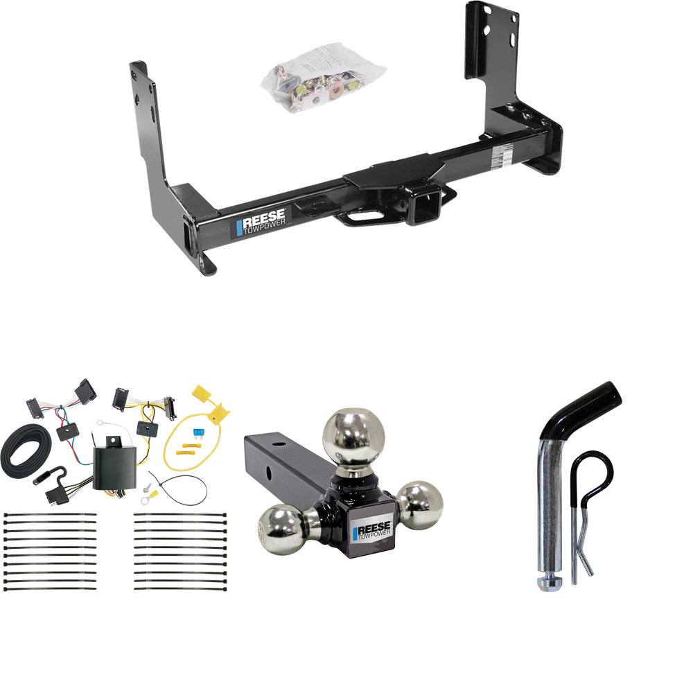 Fits 2007-2013 Freightliner Sprinter 2500 Trailer Hitch Tow PKG w/ 4-Flat Wiring + Triple Ball Ball Mount 1-7/8" & 2" & 2-5/16" Trailer Balls + Pin/Clip (Excludes: w/Factory Step Bumper Models) By Reese Towpower