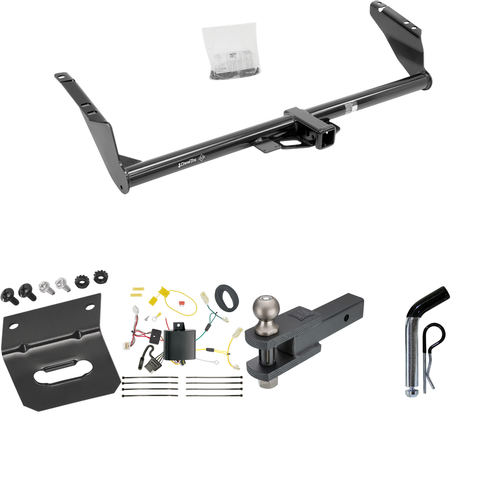 Fits 2011-2014 Toyota Sienna Trailer Hitch Tow PKG w/ 4-Flat Wiring Harness + Clevis Hitch Ball Mount w/ 2" Ball + Pin/Clip + Wiring Bracket By Draw-Tite