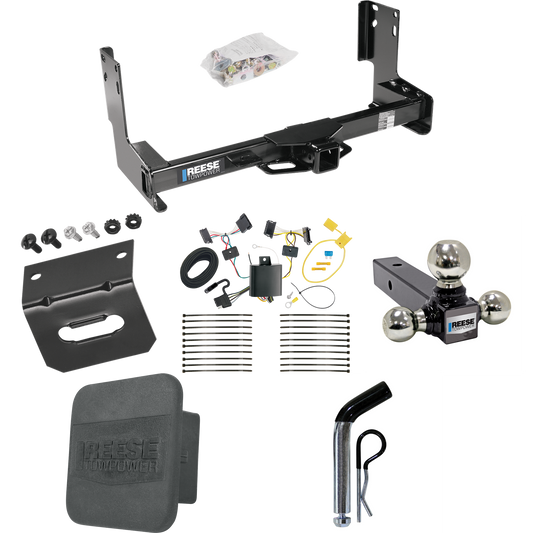 Fits 2007-2009 Dodge Sprinter 2500 Trailer Hitch Tow PKG w/ 4-Flat Wiring + Triple Ball Ball Mount 1-7/8" & 2" & 2-5/16" Trailer Balls + Pin/Clip + Wiring Bracket + Hitch Cover (Excludes: w/Factory Step Bumper Models) By Reese Towpower