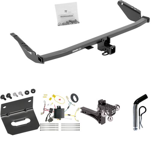 Fits 2015-2020 Toyota Sienna Trailer Hitch Tow PKG w/ 4-Flat Wiring Harness + Adjustable Drop Rise Triple Ball Ball Mount 1-7/8" & 2" & 2-5/16" Trailer Balls + Pin/Clip + Wiring Bracket (For SE Models) By Draw-Tite