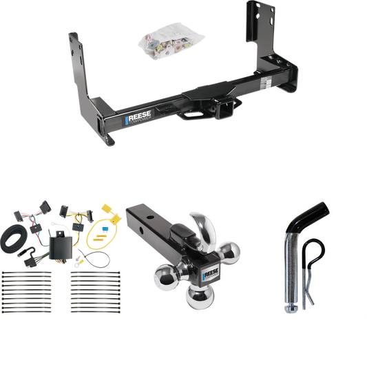 Fits 2010-2013 Mercedes-Benz Sprinter 3500 Trailer Hitch Tow PKG w/ 4-Flat Wiring + Triple Ball Ball Mount 1-7/8" & 2" & 2-5/16" Trailer Balls w/ Tow Hook + Pin/Clip (Excludes: w/Factory Step Bumper Models) By Reese Towpower