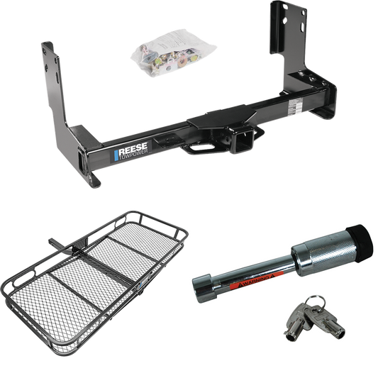 Fits 2007-2009 Dodge Sprinter 3500 Trailer Hitch Tow PKG w/ 60" x 24" Cargo Carrier + Hitch Lock (Excludes: w/Factory Step Bumper Models) By Reese Towpower