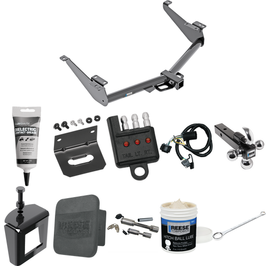 Fits 2017-2023 Nissan Titan Trailer Hitch Tow PKG w/ 4-Flat Wiring + Triple Ball Ball Mount 1-7/8" & 2" & 2-5/16" Trailer Balls w/ Tow Hook + Wiring Bracket + Hitch Cover + Dual Hitch & Coupler Locks + Wiring Tester + Ball Lube + Electric Grease + Ba