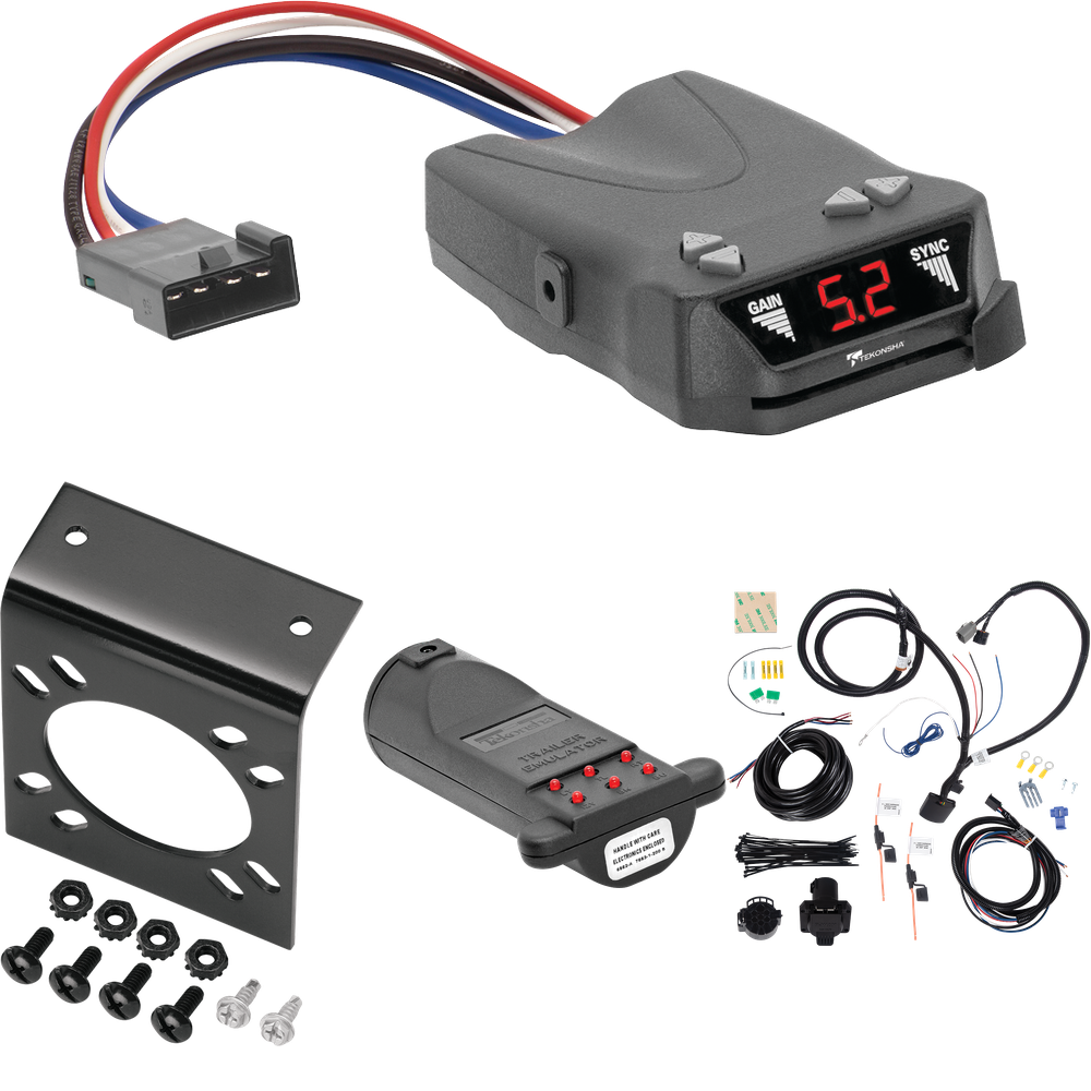 Se adapta al cableado de RV de 7 vías KIA Sorento 2011-2013 + control de frenos Tekonsha Brakeman IV + probador de 7 vías y emulador de remolque (para modelos EX, con motor V6, con paquete de remolque de fábrica) de Tekonsha