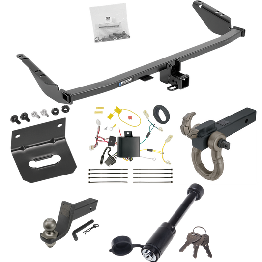 Fits 2011-2014 Toyota Sienna Trailer Hitch Tow PKG w/ 4-Flat Wiring + Interlock Tactical Starter Kit w/ 3-1/4" Drop & 2" Ball + Tactical Hook & Shackle Mount + Tactical Dogbone Lock + Wiring Bracket By Reese Towpower