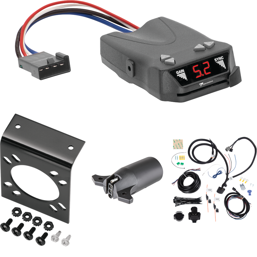 Fits 2011-2013 KIA Sorento 7-Way RV Wiring + Tekonsha Brakeman IV Brake Control + 7-Way to 4-Way Adapter (For EX, w/V6 Engine, w/Factory Tow Package Models) By Tekonsha