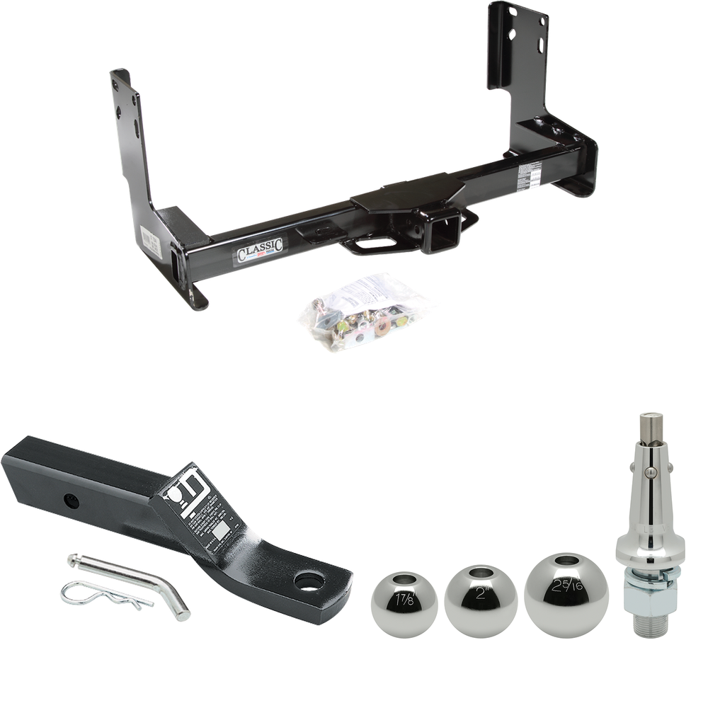 Se adapta al paquete de remolque con enganche para remolque Dodge Sprinter 3500 2007-2009 con soporte de bola con caída de 2" + bola intercambiable de 1-7/8" y 2" y 2-5/16" (excluye: con modelos de parachoques escalonado de fábrica) dibujar-tite