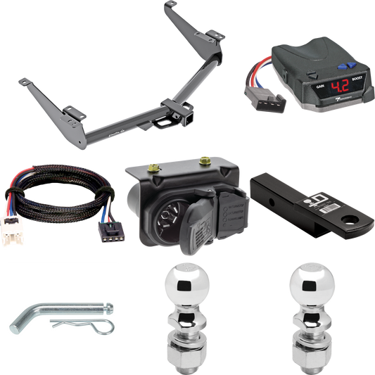 Fits 2017-2024 Nissan Titan Trailer Hitch Tow PKG w/ Tekonsha BRAKE-EVN Brake Control + Plug & Play BC Adapter + 7-Way RV Wiring + 2" & 2-5/16" Ball & Drop Mount (For w/Factory 7-Way Wiring Except Titan XD Models) By Draw-Tite