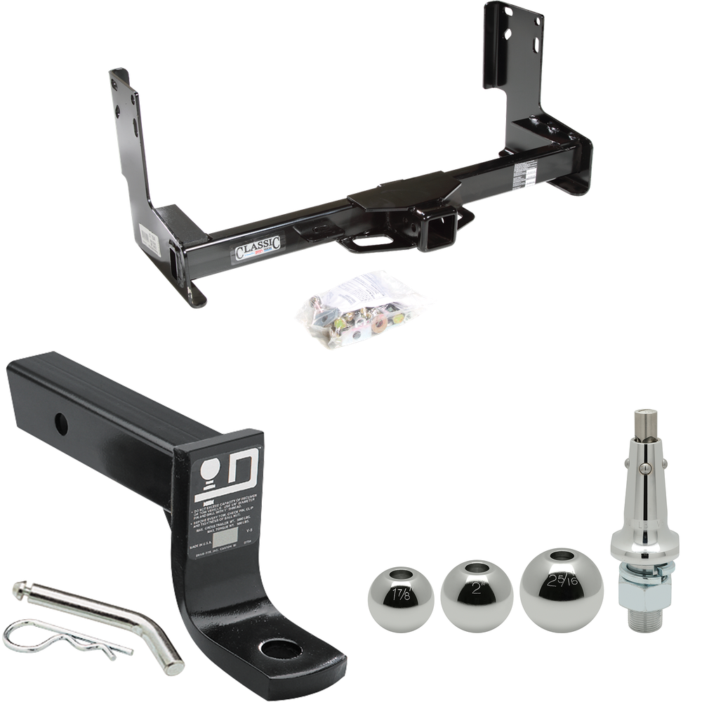 Se adapta al paquete de enganche de remolque Freightliner Sprinter 2500 2007-2021 con soporte de bola con caída de 4" + bola intercambiable de 1-7/8" y 2" y 2-5/16" (excluye: con modelos de parachoques escalonado de fábrica) dibujar-tite