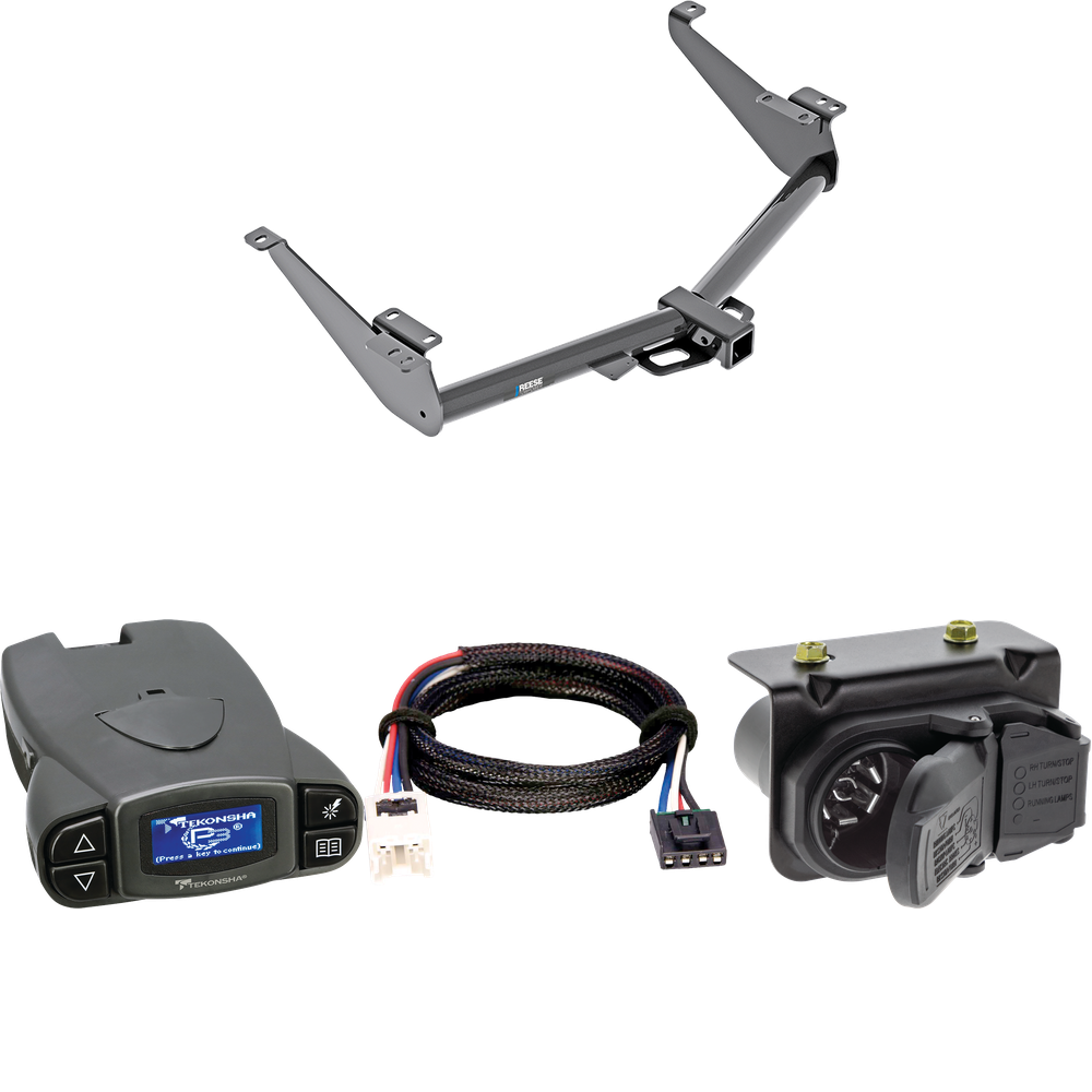 Se adapta al paquete de enganche de remolque Nissan Titan 2017-2024 con control de freno Tekonsha Prodigy P3 + adaptador BC Plug &amp; Play + cableado RV de 7 vías (para cableado de 7 vías de fábrica excepto modelos Titan XD) de Reese Towpower