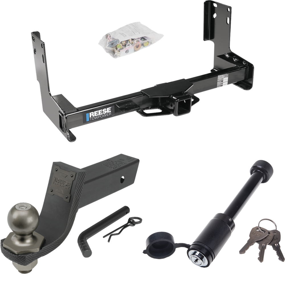 Fits 2007-2009 Dodge Sprinter 2500 Trailer Hitch Tow PKG + Interlock Tactical Starter Kit w/ 3-1/4" Drop & 2" Ball + Tactical Dogbone Lock (Excludes: w/Factory Step Bumper Models) By Reese Towpower